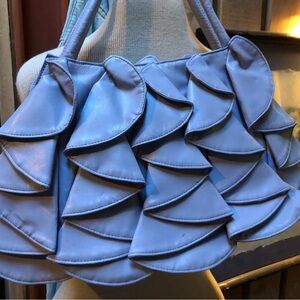Fun blue Sondra Roberts ruffle hand bag!